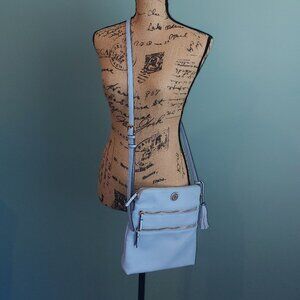 Powder Blue Anne Klein Crossbody Purse; NWOT; zip top and front pockets